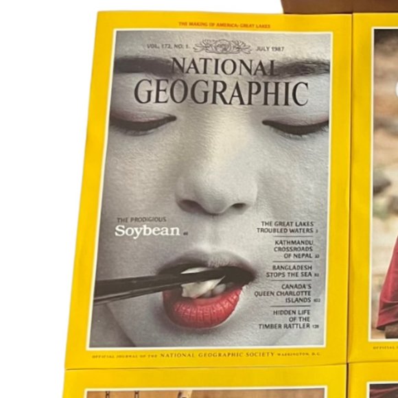 1987 (July-Dec) NATIONAL GEOGRAPHIC 6 Magazines With Faux Leather Slip Cover - Picture 4 of 13